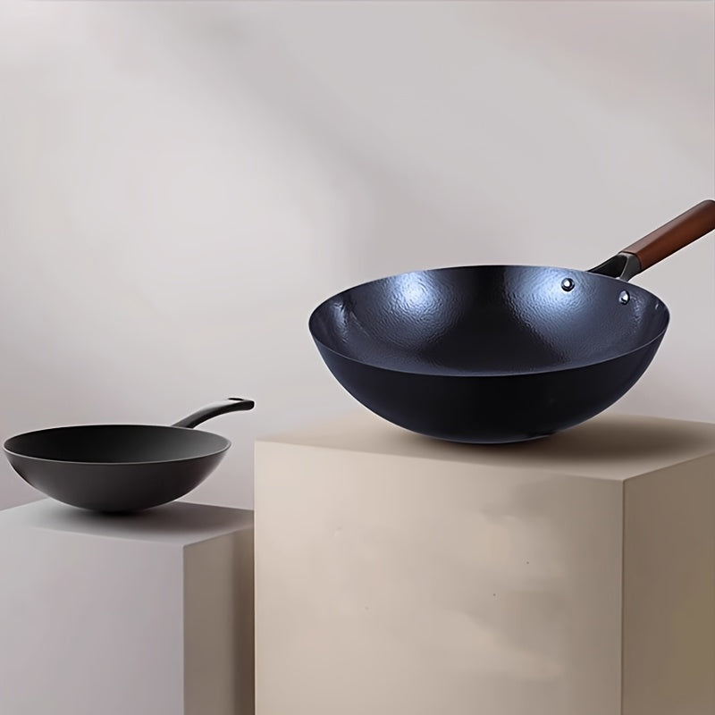 1 шт. Традиционная китайская сковорода с антипригарным покрытием из чугуна, идеальна для газовых плит - Кухонный инструмент и принадлежность