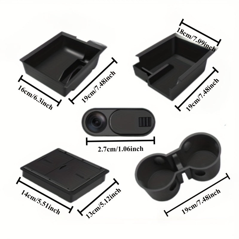 Center Console Organizer Tray for Tesla Model Y and 3 Storage Box Silicone Cup Holder