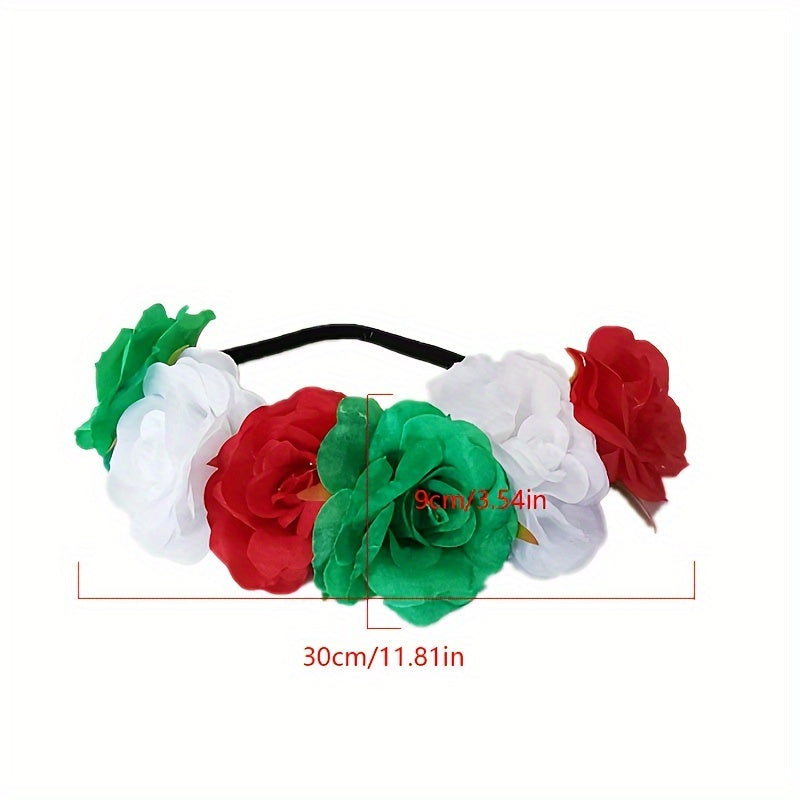 Women's Floral Headband Artificial Flower Hair Band for Halloween Festival Wreath Crown