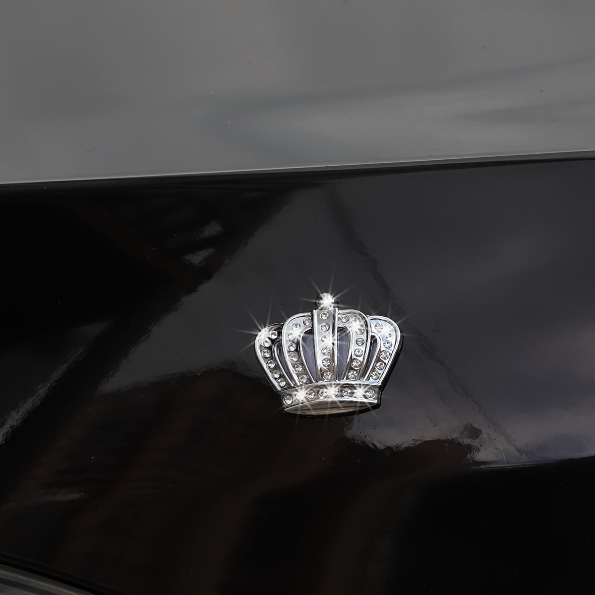 2-Pack Crystal Crown Car Decorations Adhesive Rhinestone Auto Interior Exterior