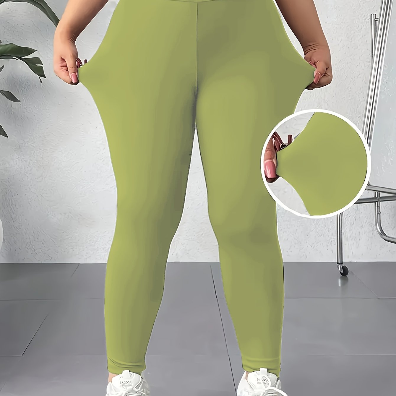 Leggings de talla grande para mujer de cintura alta que levantan los glúteos, color verde oliva, ajuste ajustado