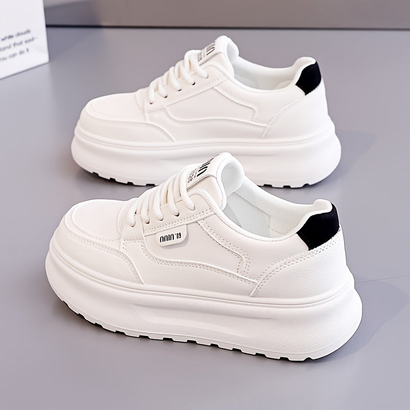 Women's Casual Sneakers Low Top Thick Sole Breathable Lace-Up All-Season