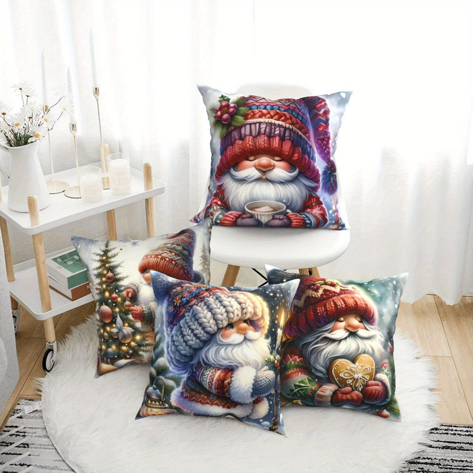 Christmas Pillow Covers 45x45cm Set of 4 Holiday Couch Cushion Decor