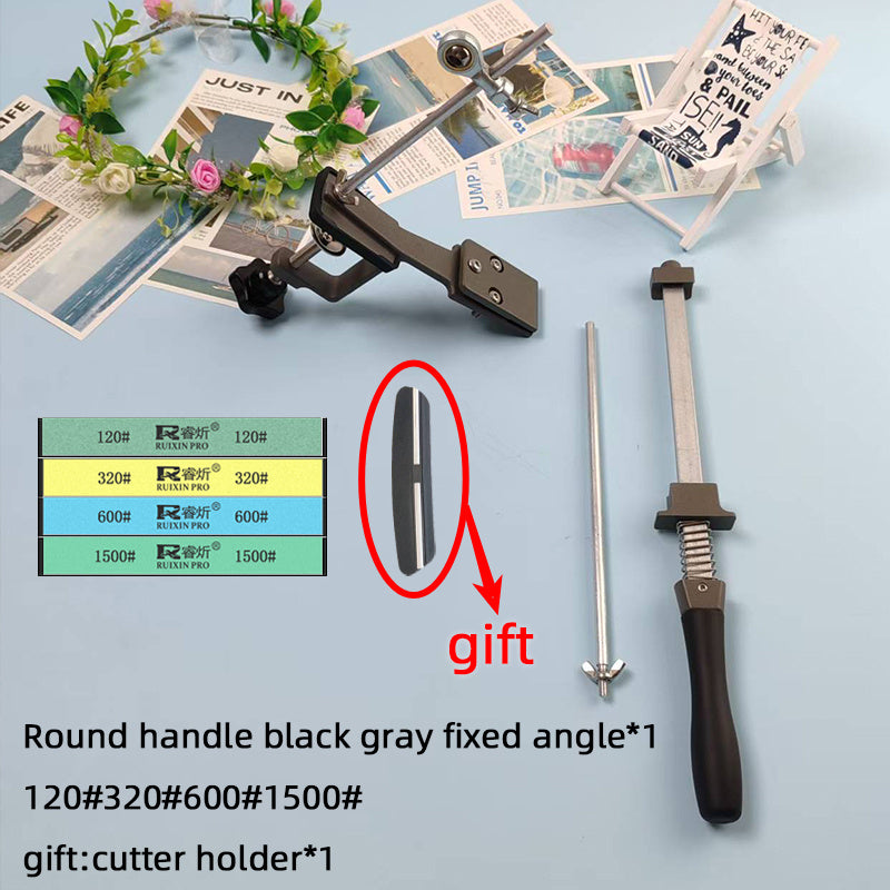 Afilador de cuchillos de cocina manual ajustable con mango de placa metálica para un ángulo preciso