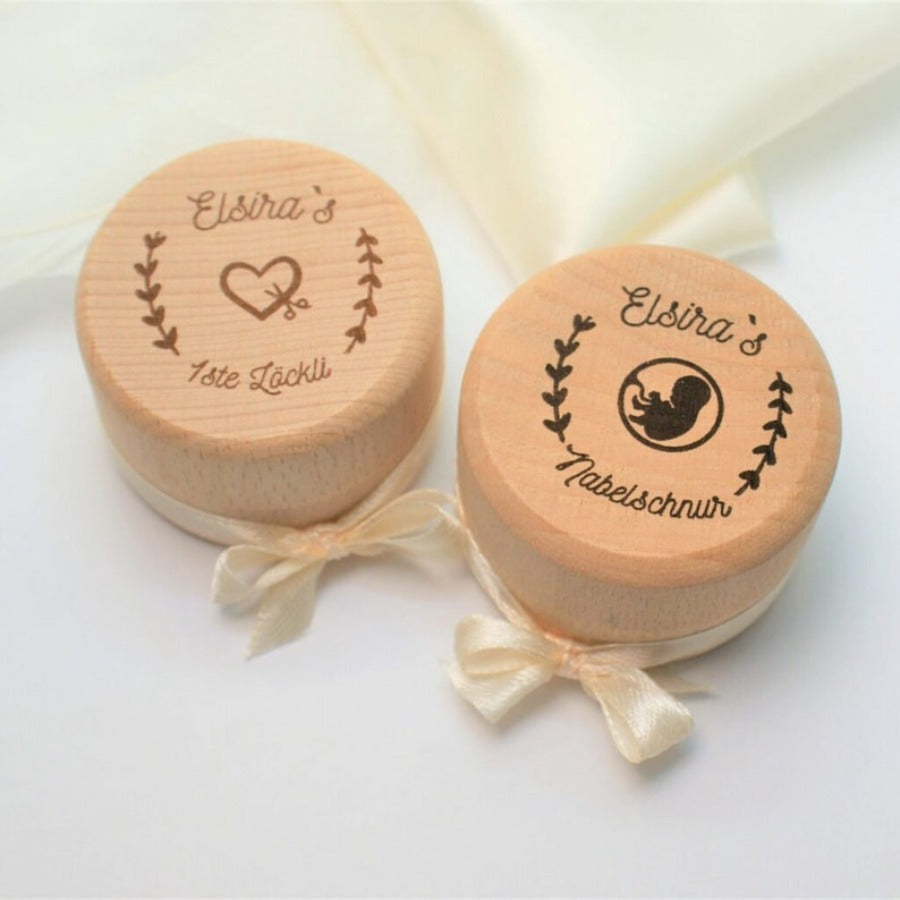 Personalized Engraved Wooden Keepsake Box for Baby's First Hair and Umbilical Cord Storage