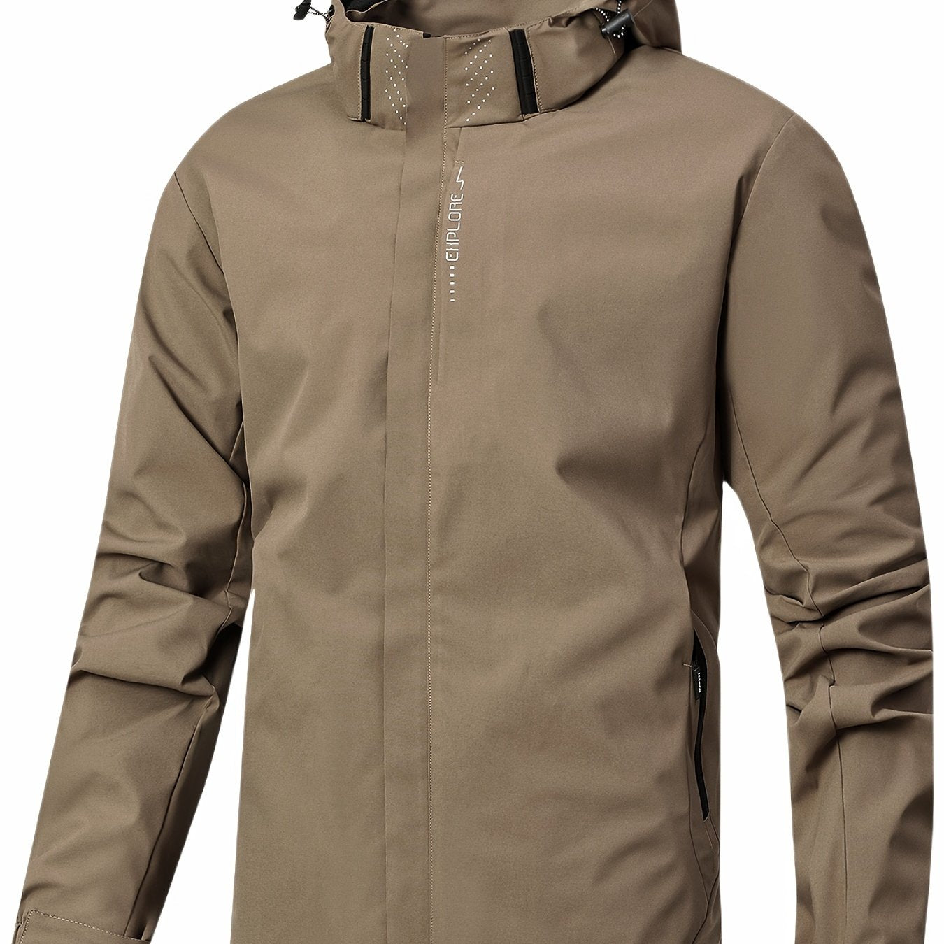 Men's Waterproof Hooded Rain Jacket for Hiking Lightweight Polyester Outdoor Windbreaker