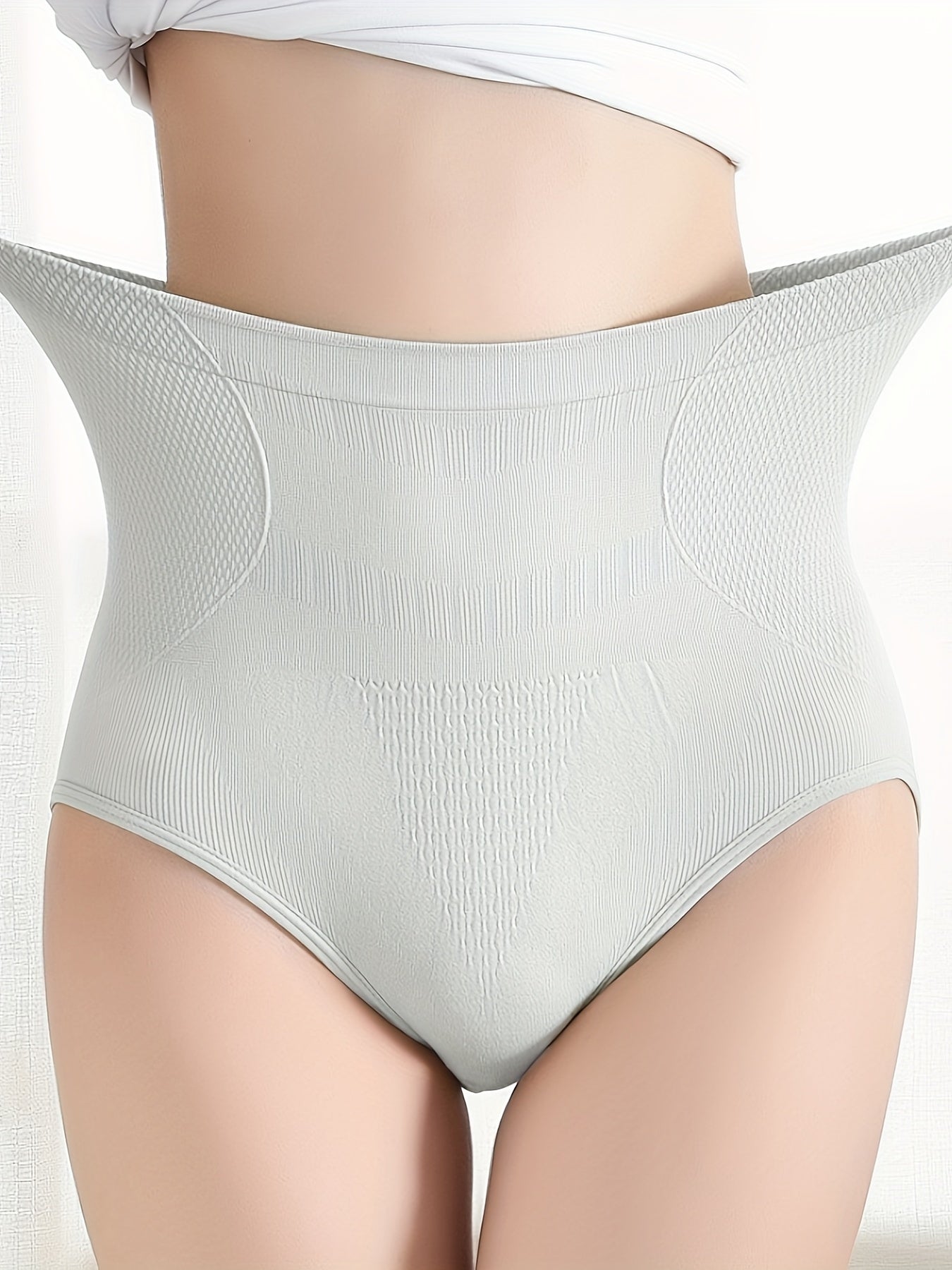 Seamless High-Waist Tummy Control Panties for Women Breathable Slimming Beige
