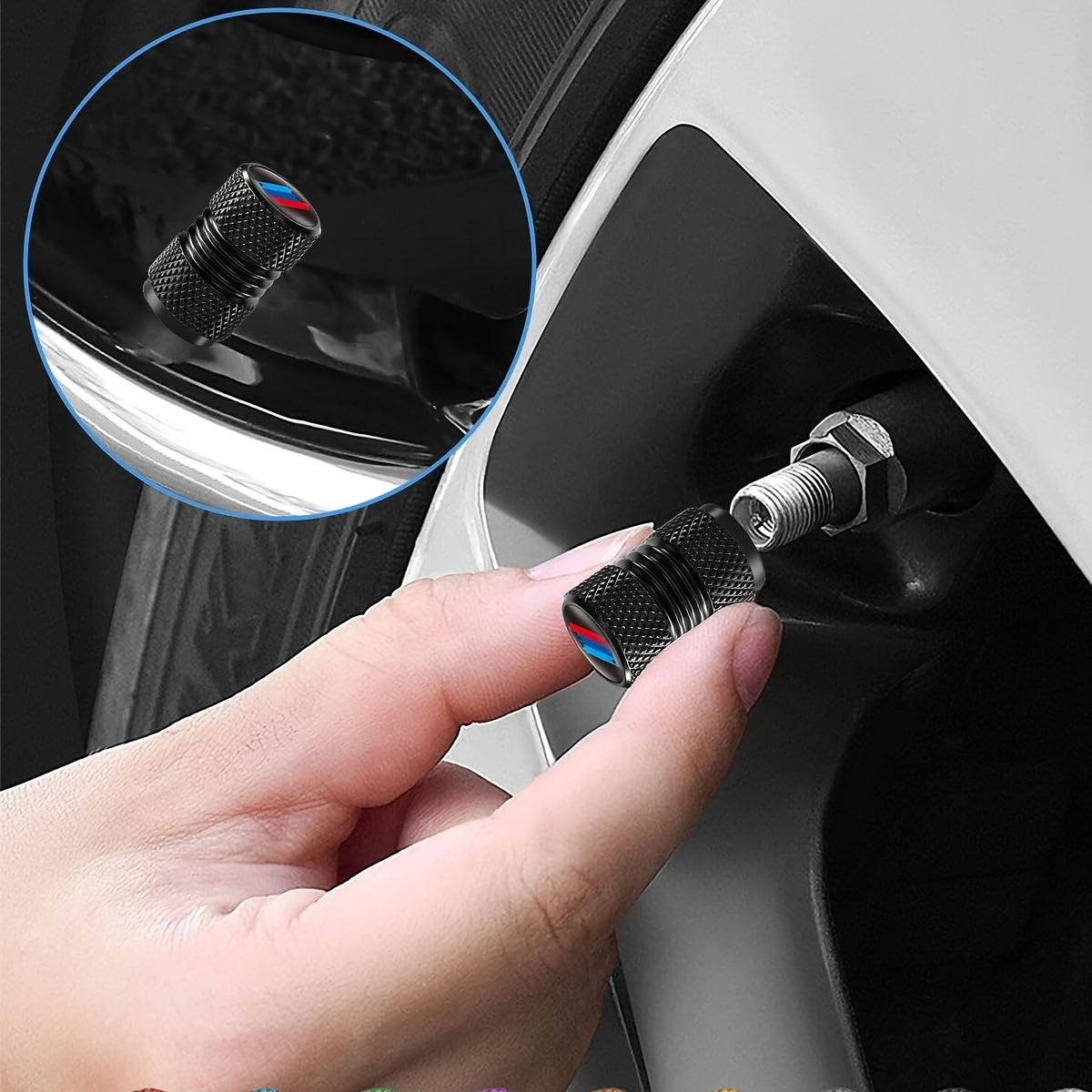 4-Pack Aluminum Alloy Tire Valve Stem Caps Universal Fit Rust-Proof Dust-Proof