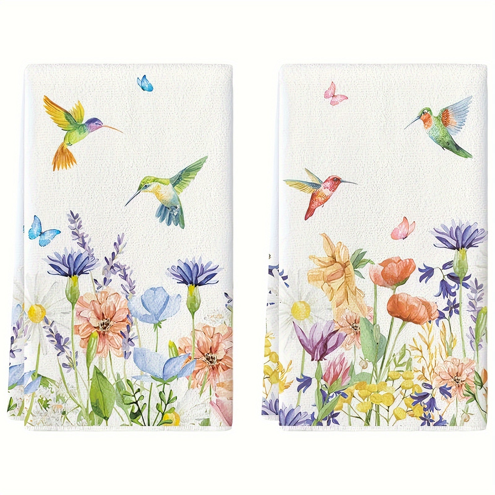 2/4 Piece Set of Floral Microfiber Hand Towels Absorbent Quick-Dry Fade-Resistant