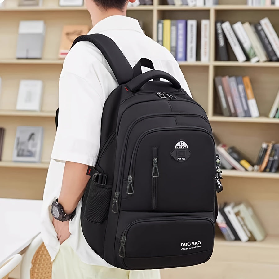 Unisex Waterproof Casual Backpack with Laptop Compartment and Keychain Black
