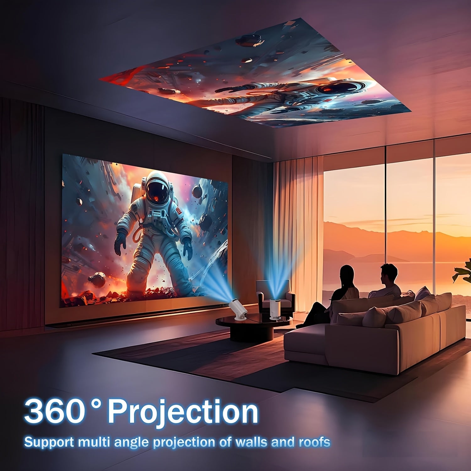 Mini 4K Projector for Home Theater with Android 12 WiFi6 Bluetooth 5.2