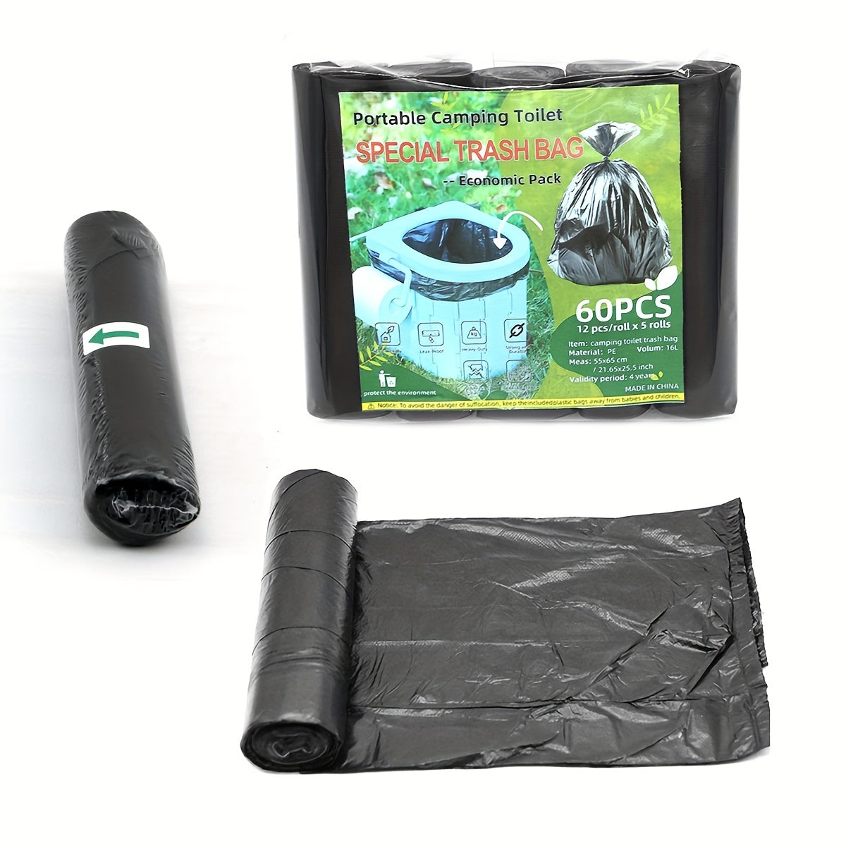 Portable Thickened Enlarge Garbage Bag for Outdoor Car Toilet Leak-Proof