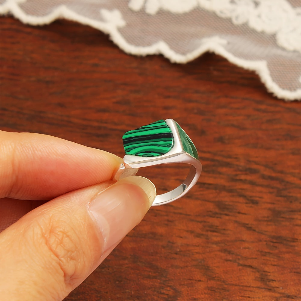 Sterling Silver Turquoise Inlay Cushion Ring for Women and Men