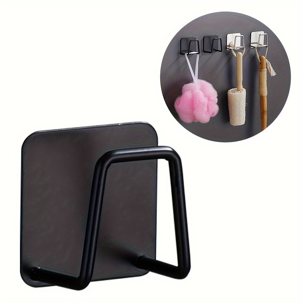 Stainless Steel Sink Sponge Holder Rack Wall Mount with Hooks and L-Shaped Design