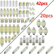 Conjunto de luces LED para automóvil T10, luces interiores para matrícula y puertas, 42 piezas