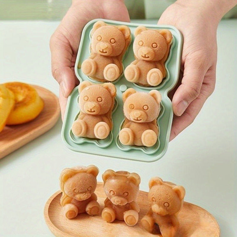 Yozgi Silikon Muz Kublari Formasi 4-chiqishlik Teddy Bear Muz Kublari, Oson chiqarish