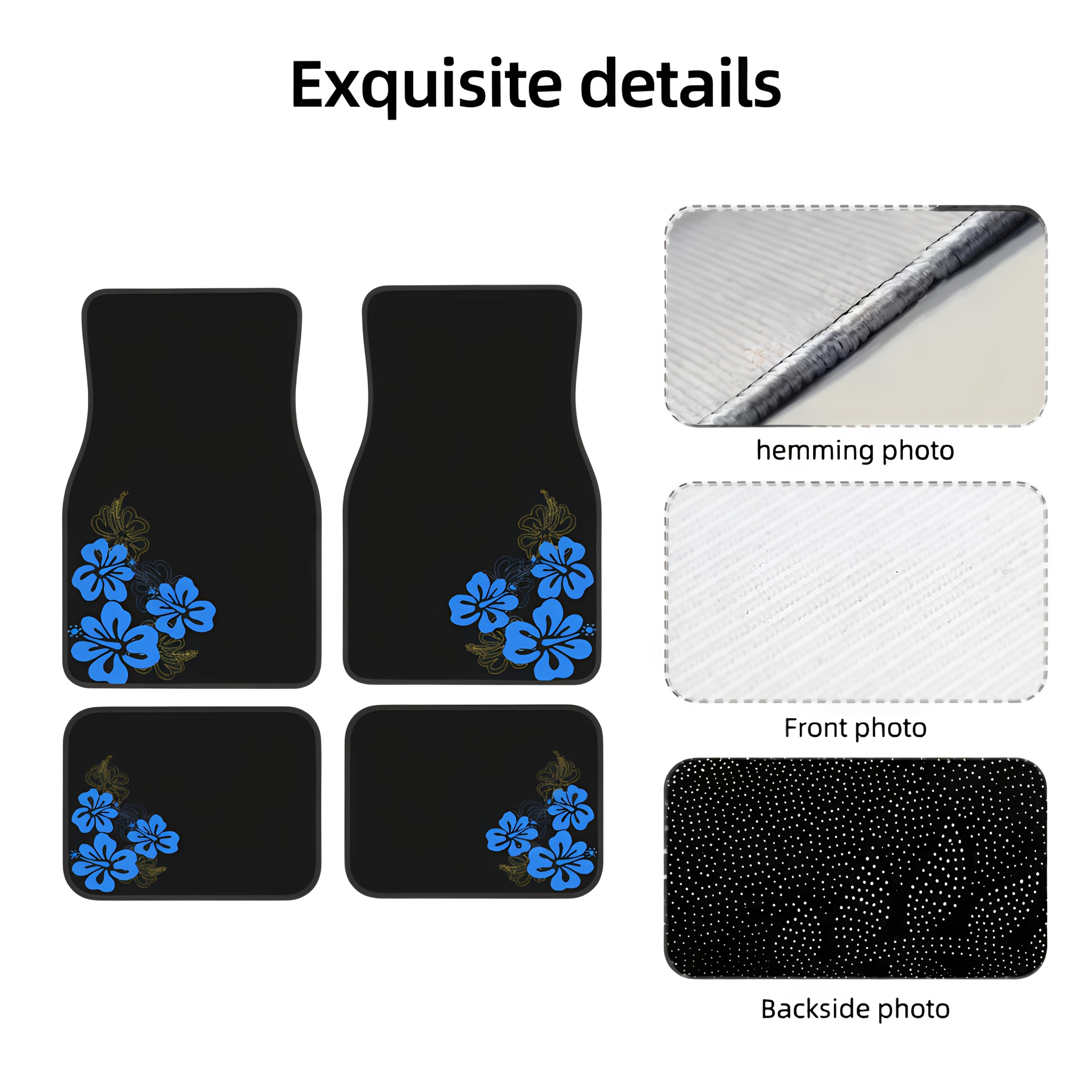 4 dona ko‘k gul avtomobil pol matosi suv o‘tkazmaydigan, sirpanmaydigan, universal moslik