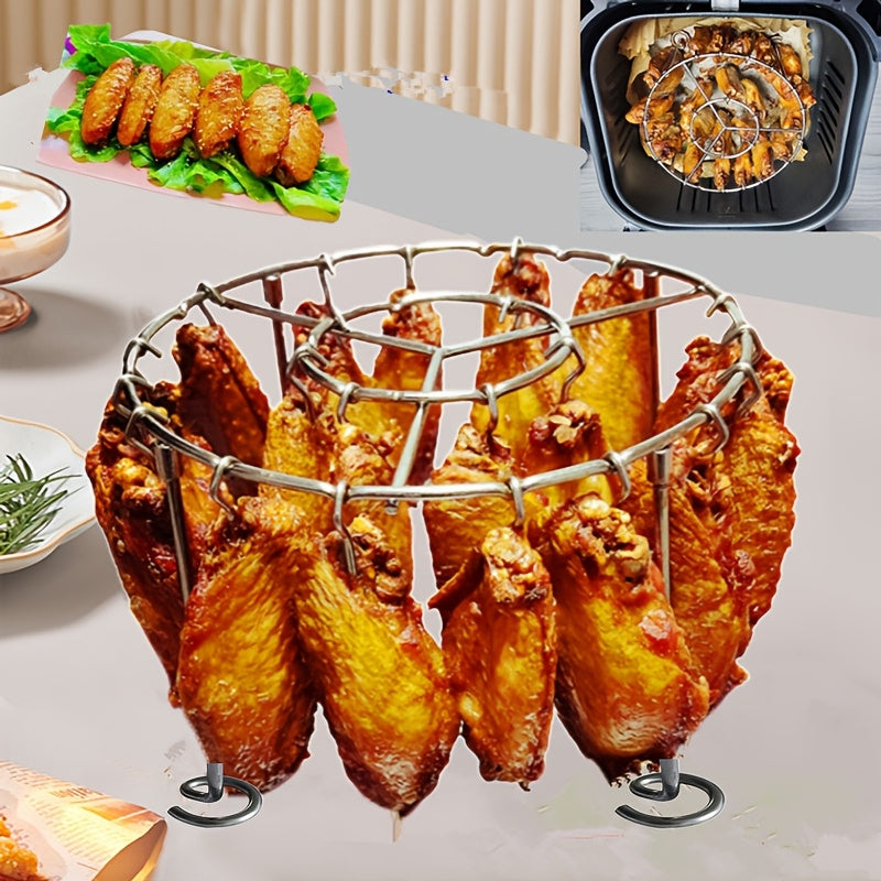 Stainless Steel Grill Rack with Skewer Holder and 23 Skewers for Air Fryers