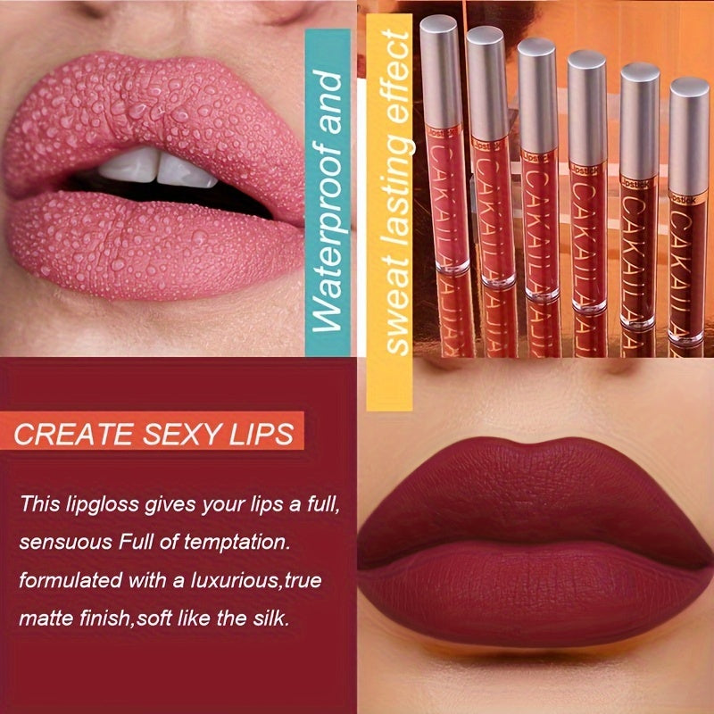 6pcs Velvet Matte Red Lipstick Set Long-Lasting Waterproof Non-Fading