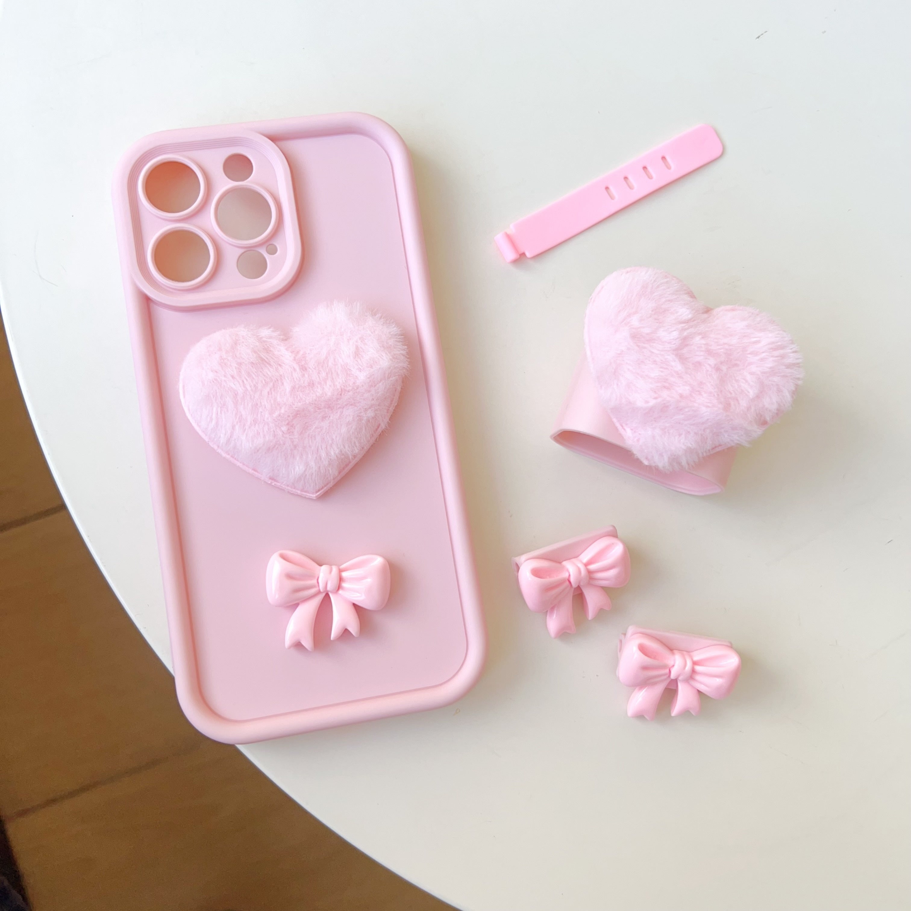 5-Piece iPhone Protection Set with Pink Butterfly Case Charger Cable Cases and Cable Tie