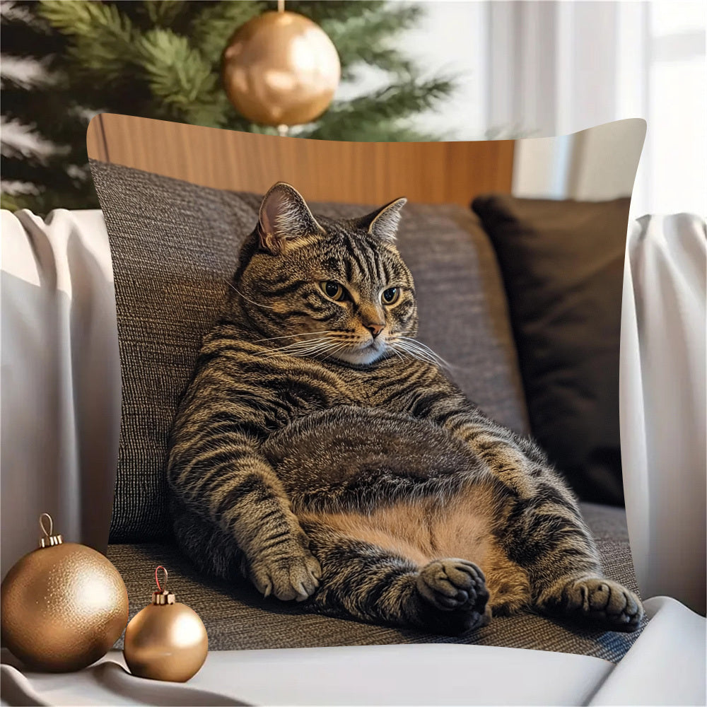 Funda de cojín para sofá con temática invernal para gato, patrón de doble cara, resistente a la decoloración, decoración para el hogar