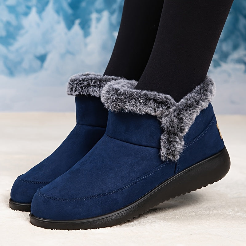 Women's Winter Snow Boots Fleece-Lined Low-Top Waterproof Warm