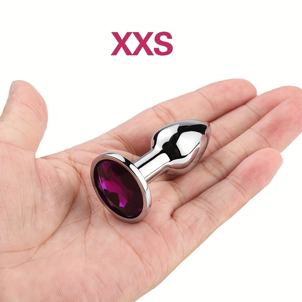 Adult Waterproof Mini Metal Anal Plug with Gemstone Base, Beginner-Friendly