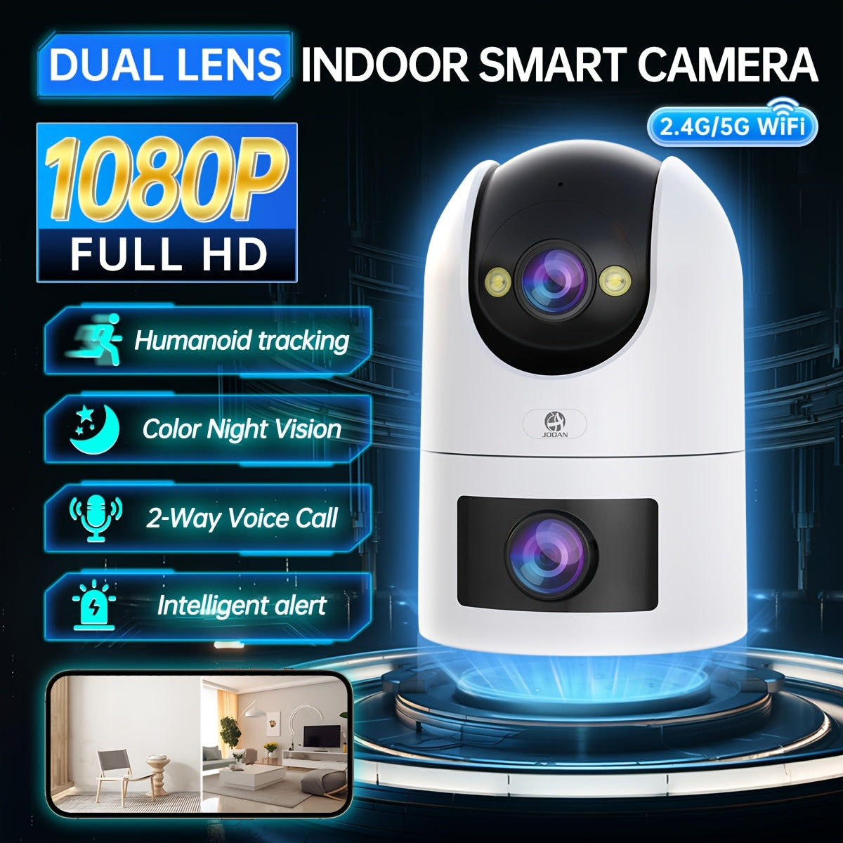 Outdoor Security Camera with Dual Lens PTZ WiFi Indoor Outdoor Surveillance