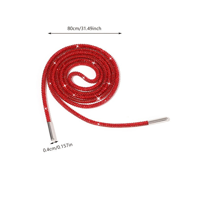 Unisex Rhinestone Shoelaces Solid Color Twist Ribbon DIY Shoe Accessories