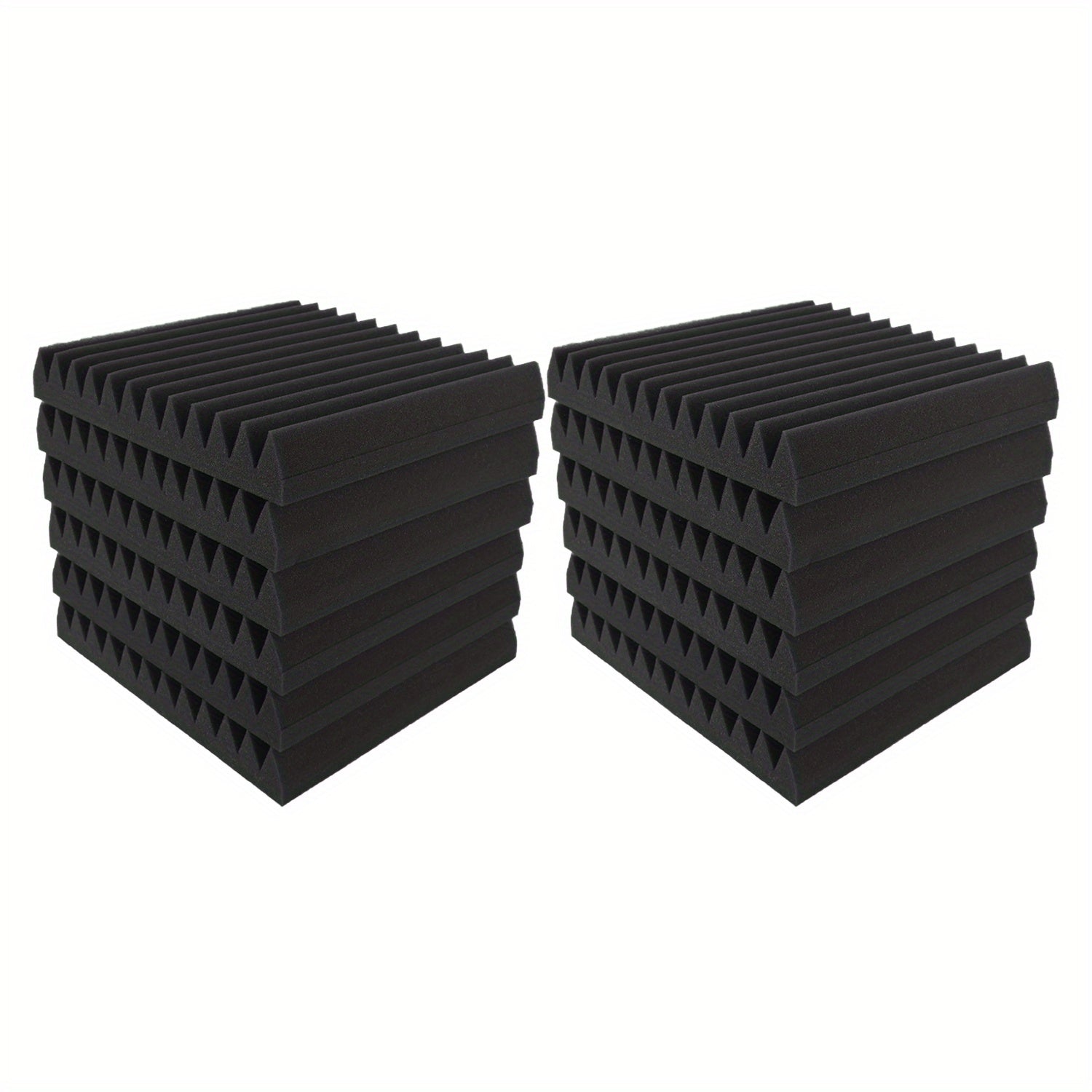 12-Pack Acoustic Foam Panels Self-Adhesive Soundproofing Tiles for Noise Reduction Black Grey 30.48cm x 30.48cm