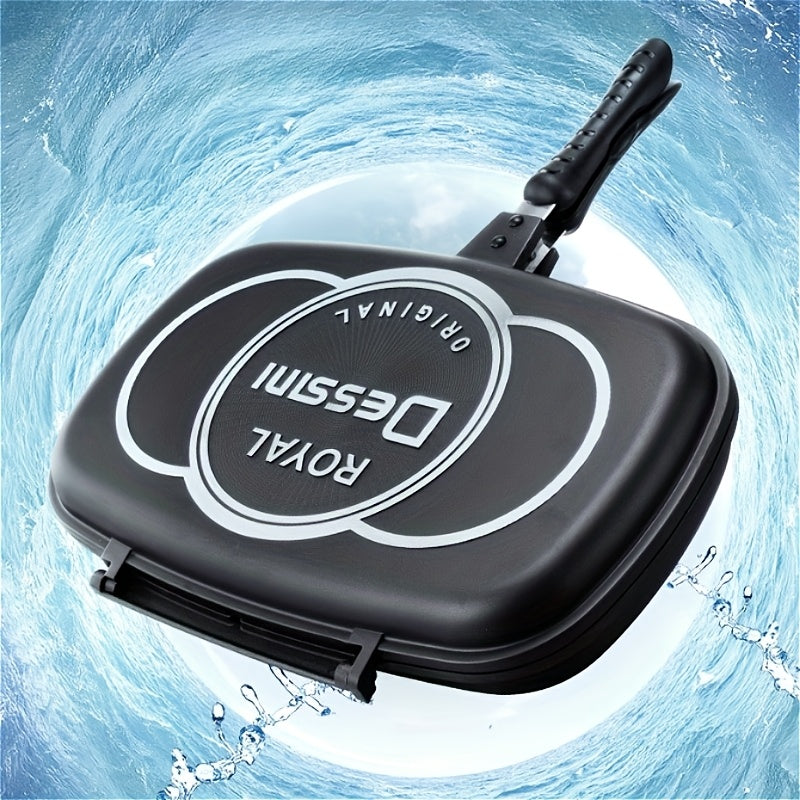 Qora alyuminiy pan, yopishmaydigan qoplama bilan, uzoq tutqichli, pech, plita uchun chidamli dizayn