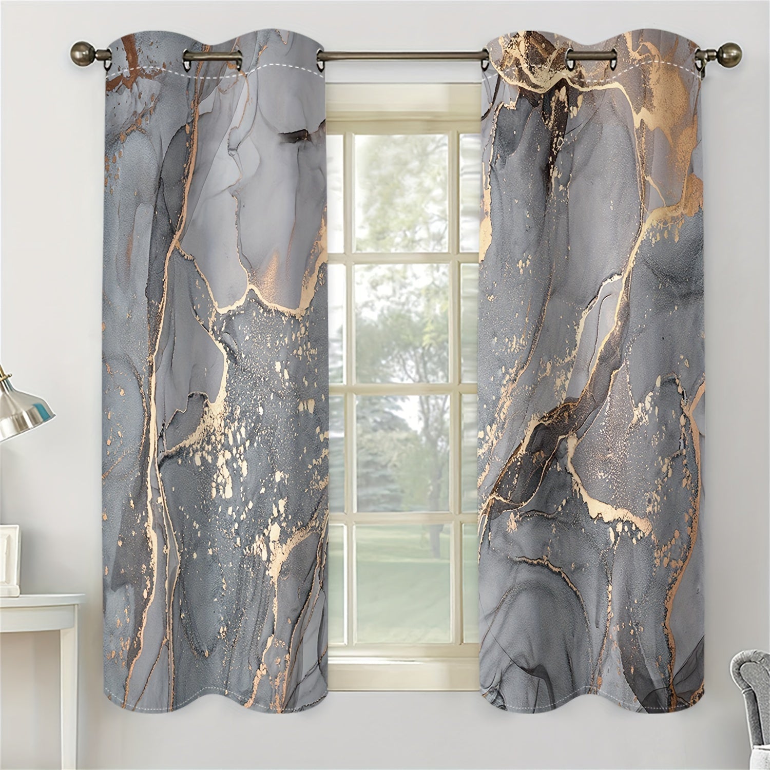 Шторы из мрамора в скандинавском стиле с золотыми прожилками, полупрозрачный полиэстер, декор для гостиной