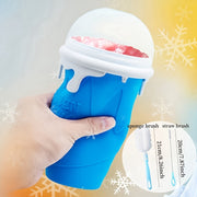 1 dona Silikon Slushy Cup Maker bilan qopqoq, quvur va cho'tkalar bilan - 16.91oz Ikki qatlamli tez muzlatish uchun siqish kubogi - dumaloq shakl, Oila va do'stlar uchun ideal sovg'a, yozgi ichimliklar uchun