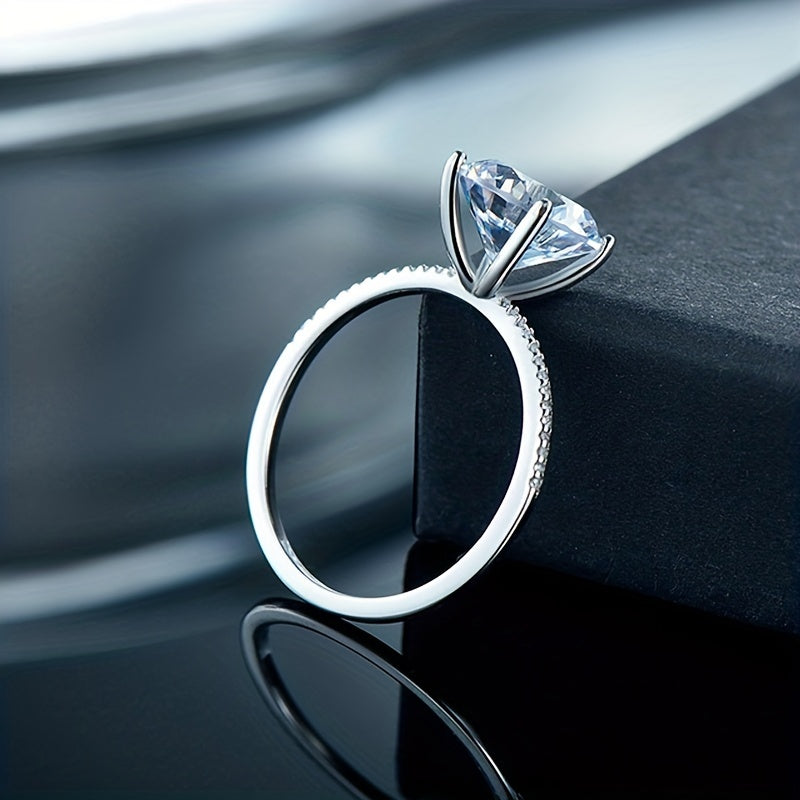 Sterling Silver Solitaire Ring with Zirconia in Silver or Gold Finish for Women