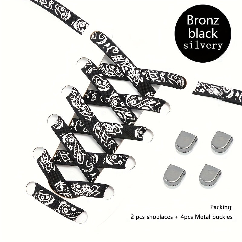 Unisex Elastic Cashew Flower Shoelaces 100cm for Sports and Casual Shoes