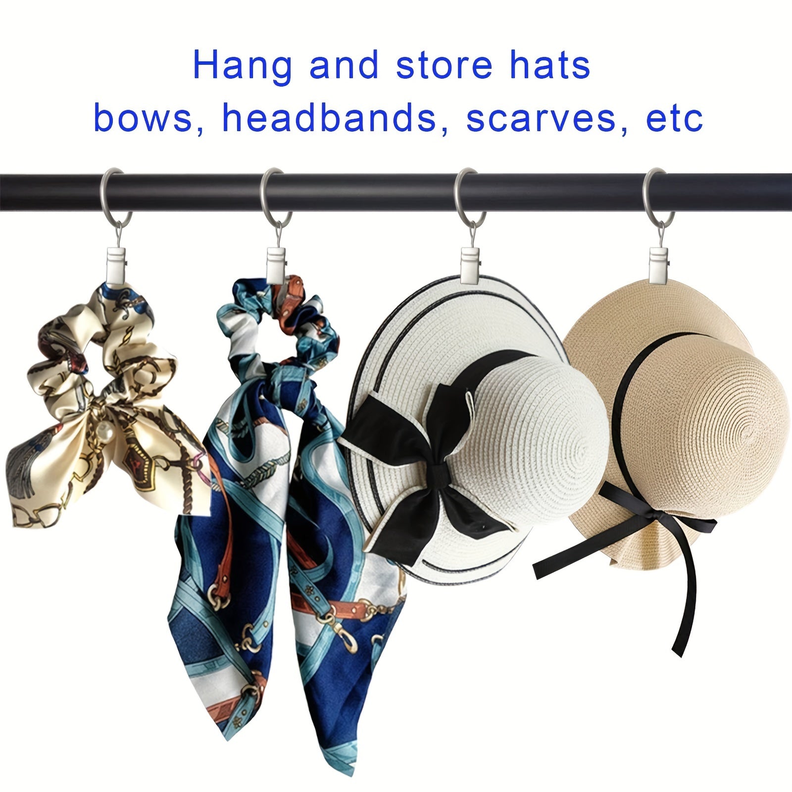 Set of 12 Stainless Steel Curtain Rings with Clips, Rust-Resistant, Modern Drapery Hardware