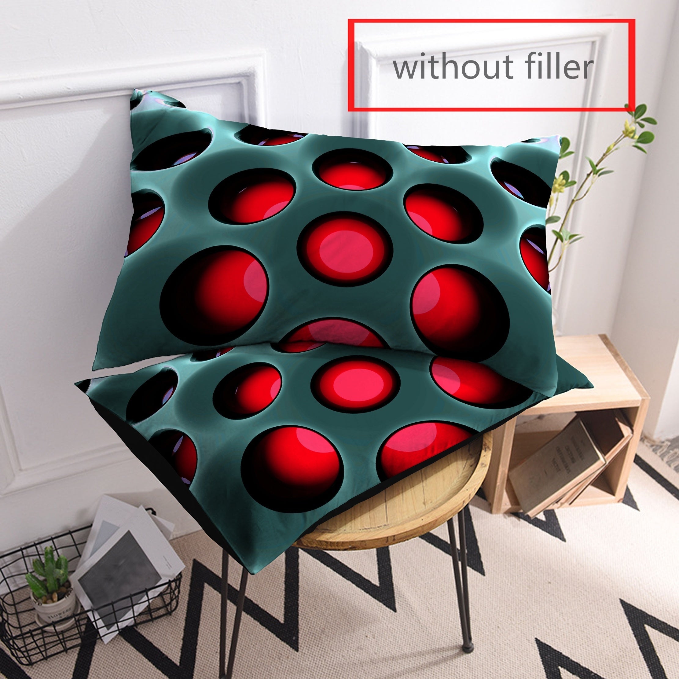 2 piezas de fundas de almohada circulares con estampado cepillado de poliéster, fundas decorativas para cojines