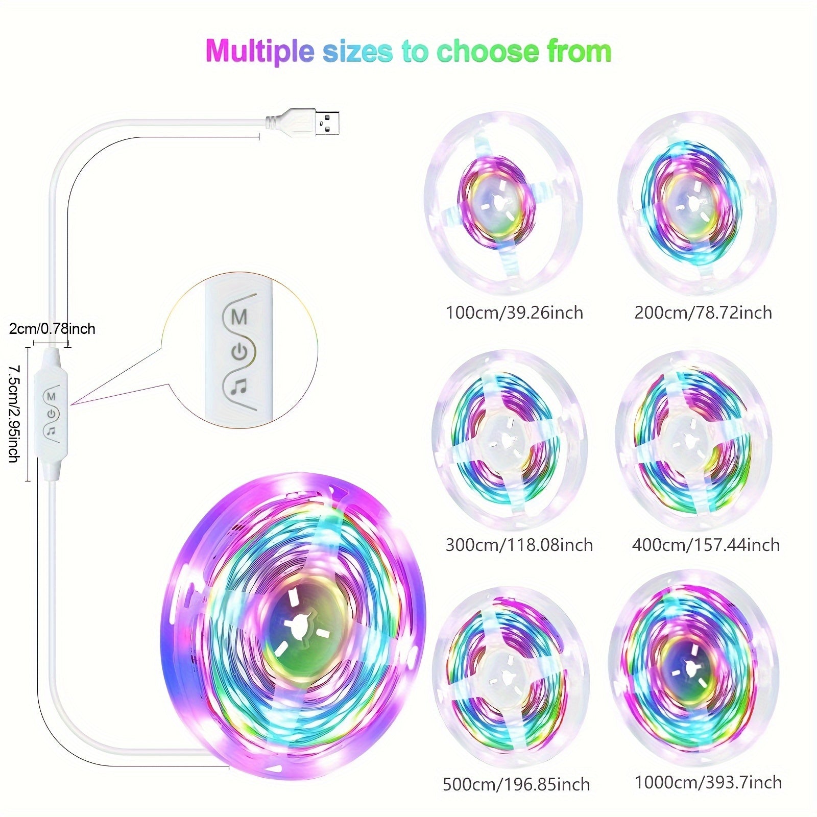 Indoor RGB IC LED Strip Light 10m App Control Music Sync USB Powered