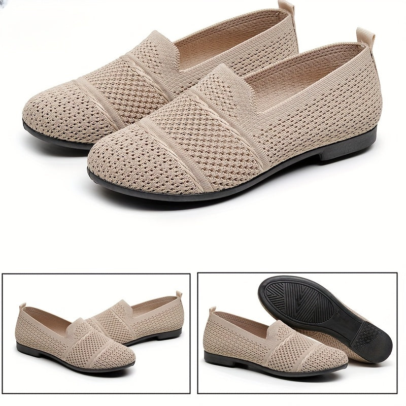 Women's Knit Mesh Slip-On Casual Shoes Lightweight Breathable Flats