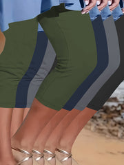 Women's Plus Size Capri Leggings Soft High Stretch Solid Colors Beach Casual