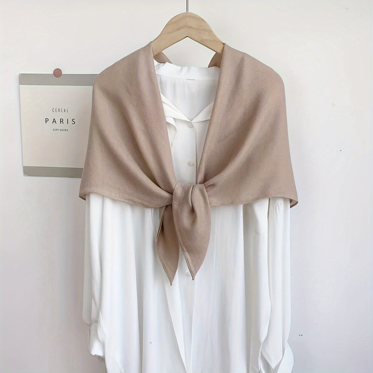 Elegant Women's Monochrome Square Scarf with Thin, Breathable Linen Feel - 89.92cm - Minimalist Style, Windproof, Sunscreen - Perfect Head Wrap