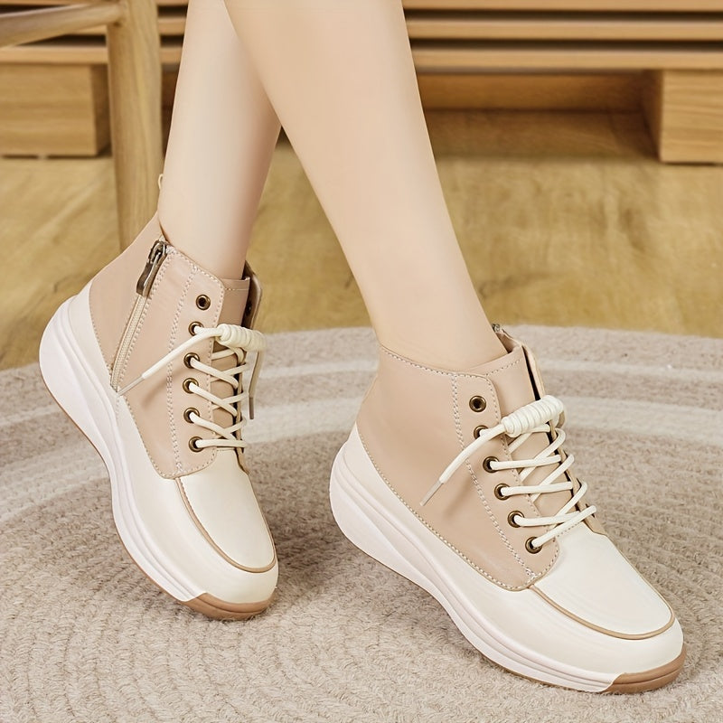 Women's Casual High-Top Sneakers Thick Sole White TPR All-Season