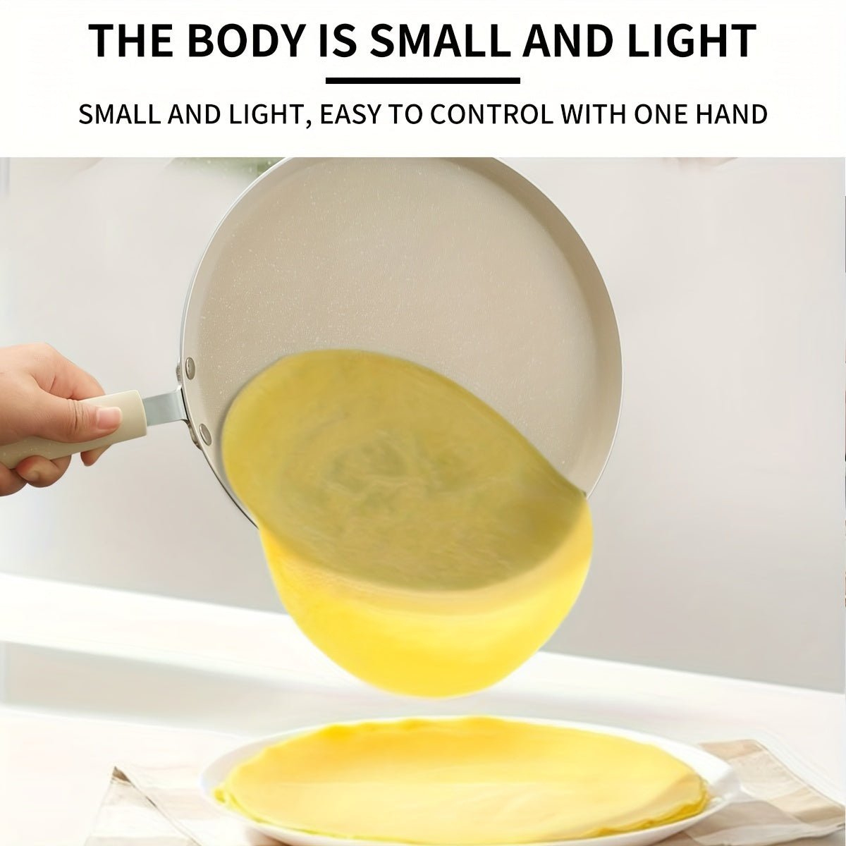 Gaz, elektr va induksiya uchun bej Maifan toshi va yog'och tutqichli yopishmaydigan krepe panlar to'plami