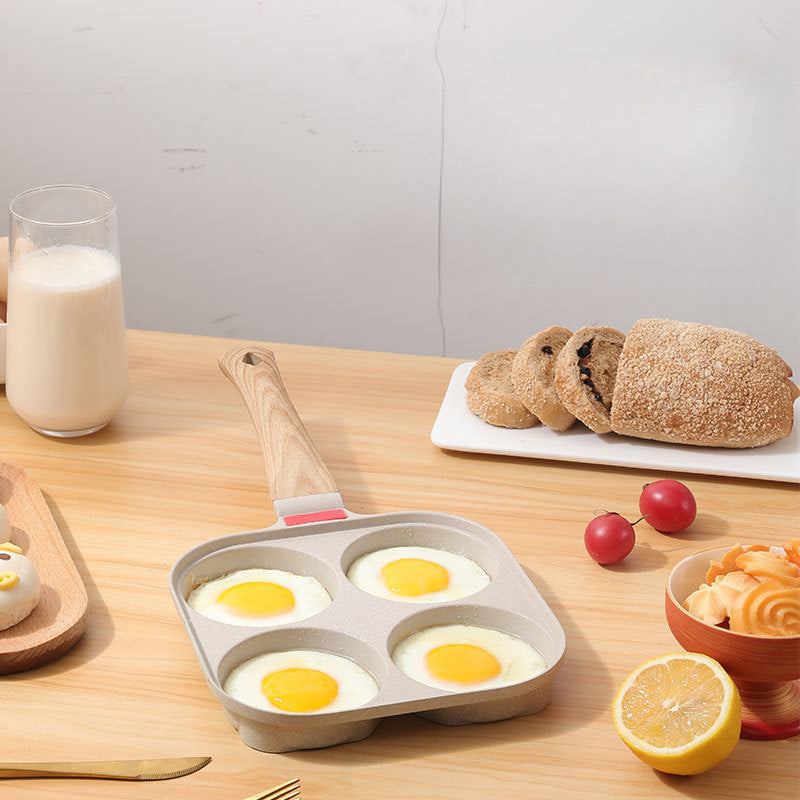 Aluminum Egg Frying Pan with Maifan Stone Coating 3-in-1 Non-Stick Breakfast Cookware