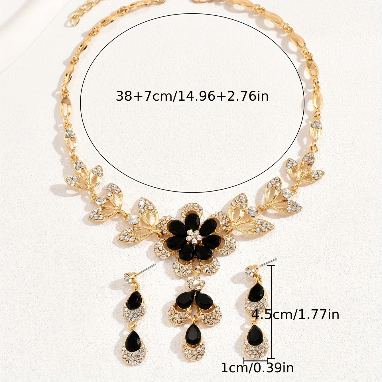 Boho Gold Plated Jewelry Set with Flower Earrings and Necklace for Women