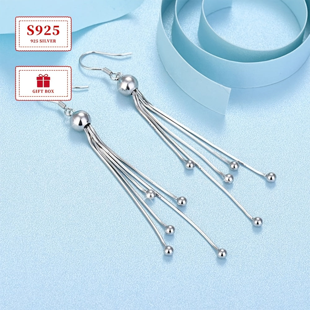 Zarif 925 sterling kumush tassel bilaguzuklar, retro uslubidagi uzun beadli osma dizayn, kundalik kiyim va partiyalar uchun mukammal, yengil 6g, ayollar uchun zamonaviy qistirma bilaguzuklar.