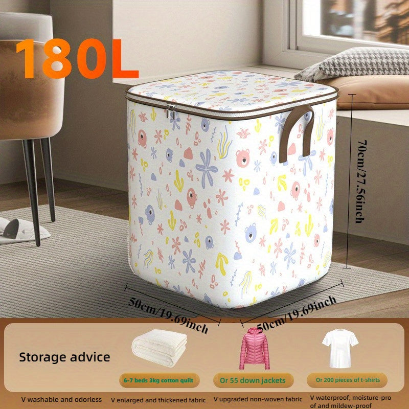 Cubo de almacenamiento de polipropileno impermeable con cierre de pestillo, organizador plegable para ropa y mantas, gran capacidad, almacenamiento bajo la cama