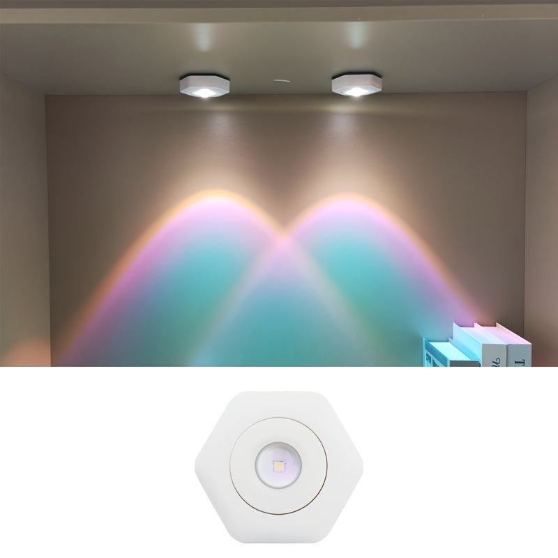 Lámpara de atardecer LED con diseño hexagonal, brillo de dos niveles, alimentada por batería para dormitorio, sala de estar, fotografía