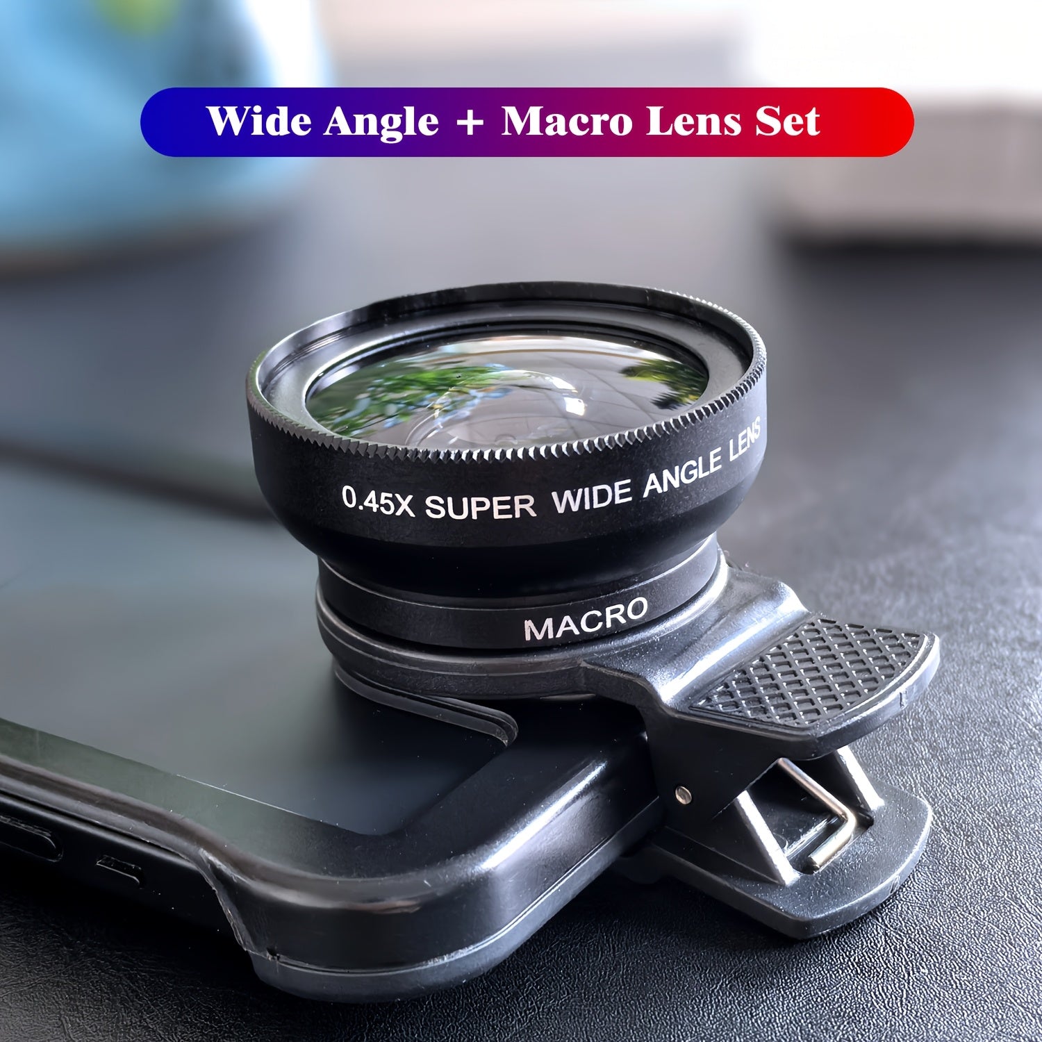 2-in-1 Smartphone Camera Lens Kit with 0.45 Wide Angle and Macro Lenses, 37mm Universal Clip