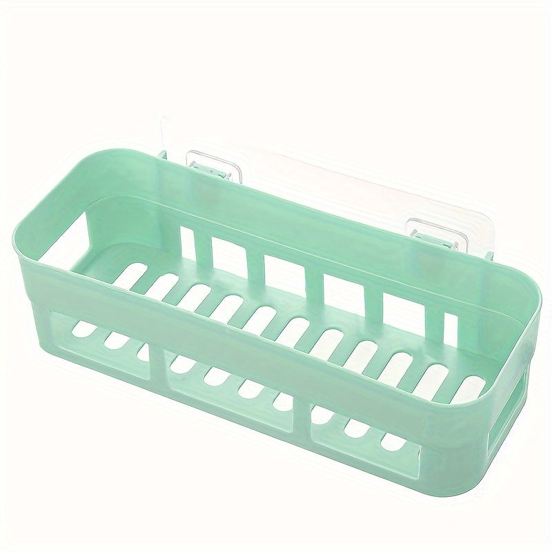 Durable Plastic Bathroom Shelf Wall Mount Self-Adhesive Storage Organizer